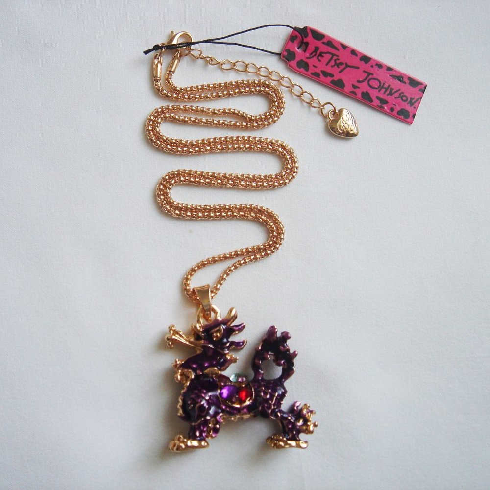 PURPLE ASIAN CHINESE  DRAGON NECKLACE